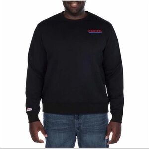 NWT Men Costco Wholesale Logo Fleece Crewneck Sweatshirt BLACK